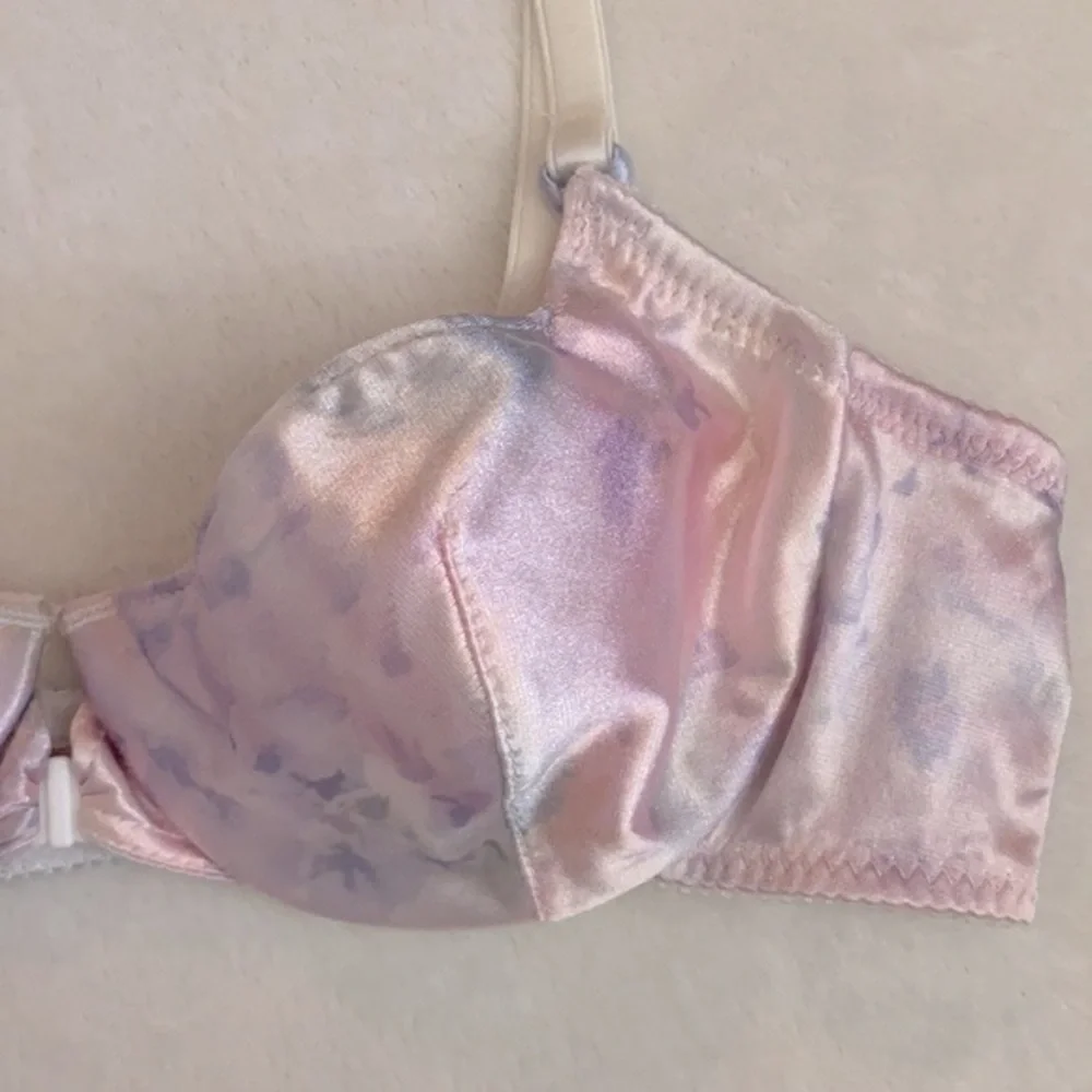 {VTG} Christian Dior | Watercolor Unlined Plunge Front Closure Underwire Bra 34A - Picture 4 of 15